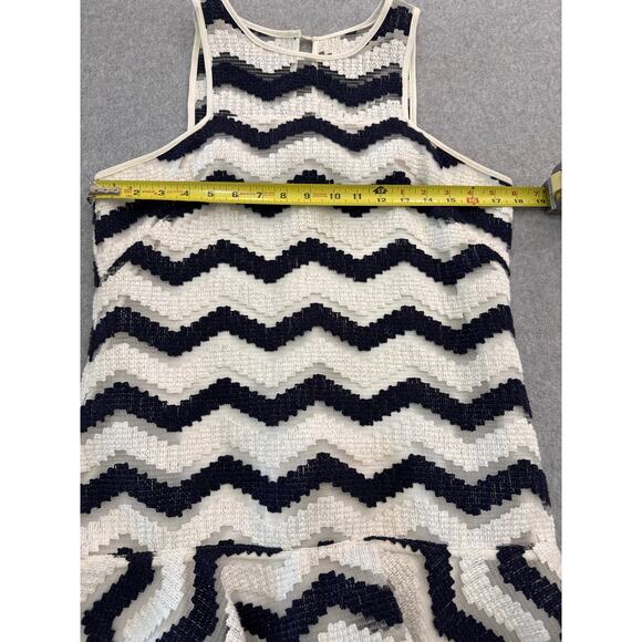 NWT Milly Chevron Illusion Jacquard Jillian Dress Navy White - Size 6 - Picture 6 of 10